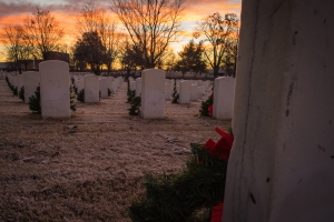 Fort Smith (AR) National Cemetery at sunrise Christmas Morning